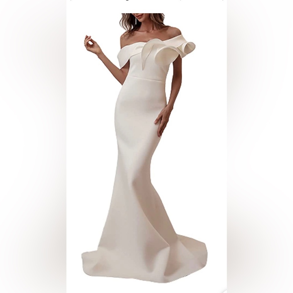 White one-shoulder gown